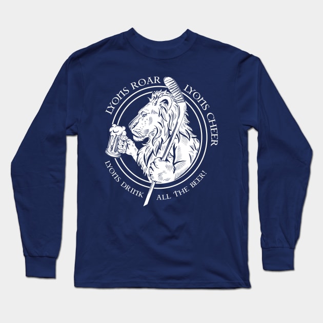 Lion drinking beer white Long Sleeve T-Shirt by STL Lyons Hockey